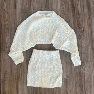 *worn 1x* Princess Polly white knit skirt set size small